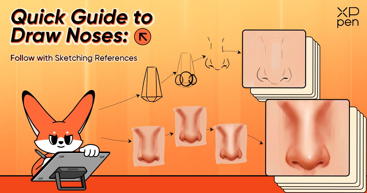 how to draw a nose step by step