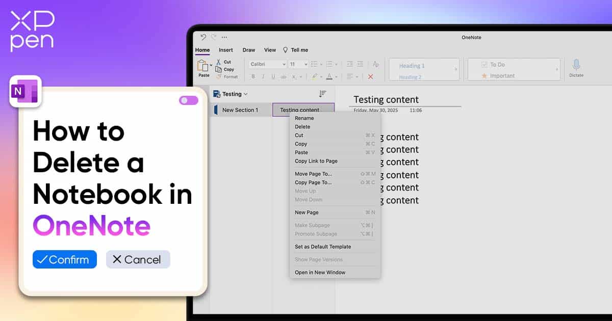 how to delete a notebook in onenote