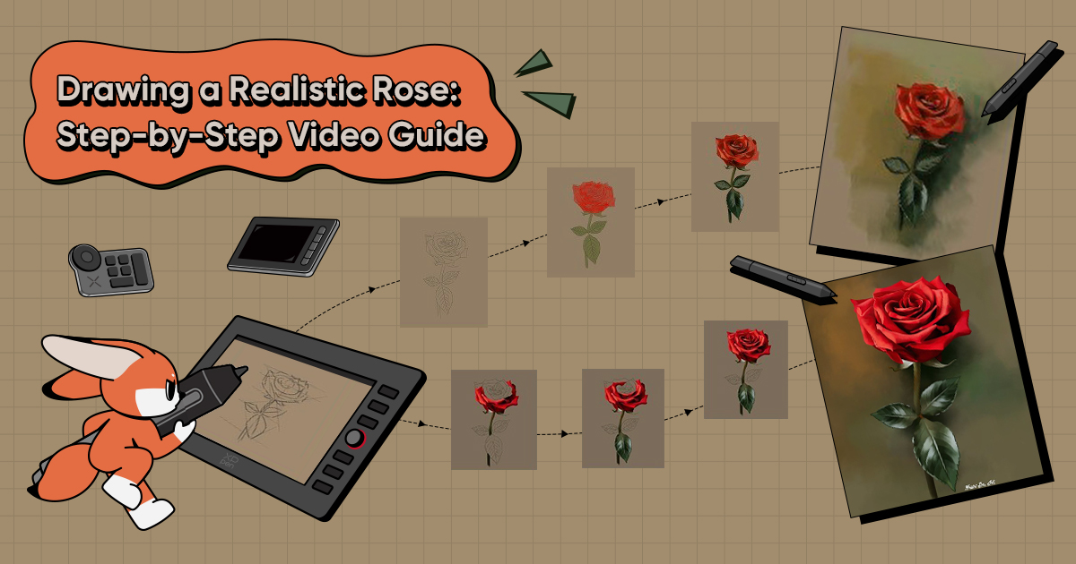 how to draw a rose step by step