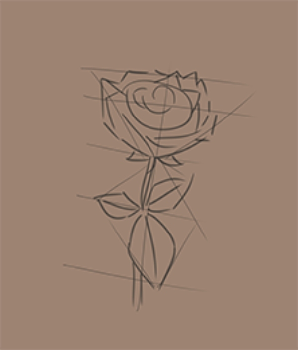 draw rose step 1