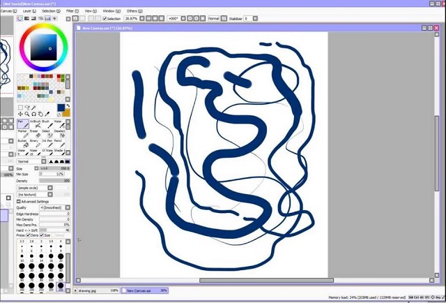 pressure sensitivity in paint tool SAI by XP-Pen drawing tablet