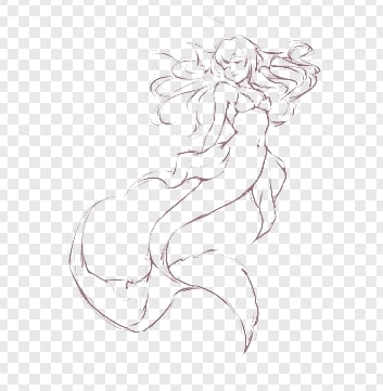 mermaid drawing- Line Draft