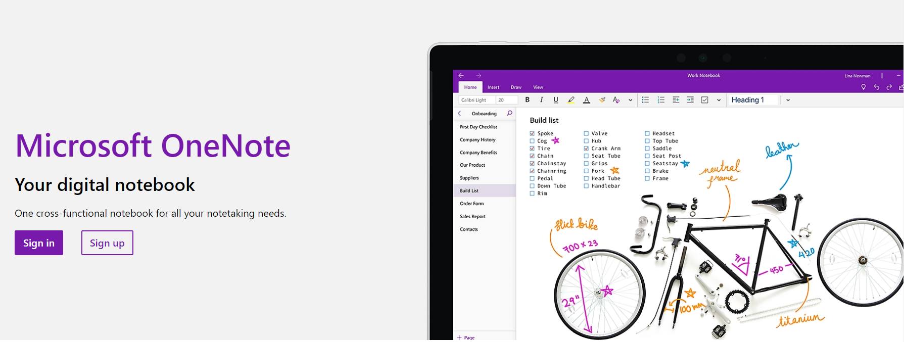 onenote interface