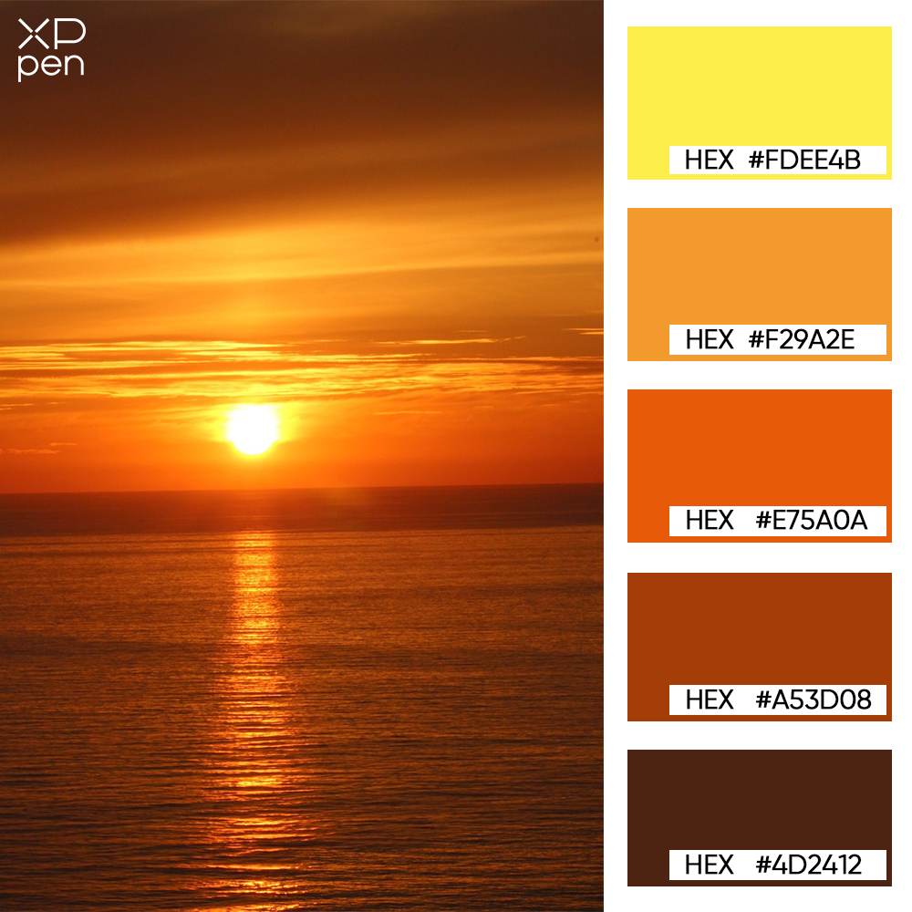 red orange sunset palette