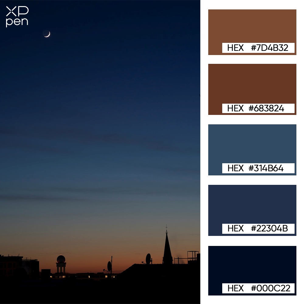 sunset blue sky palette