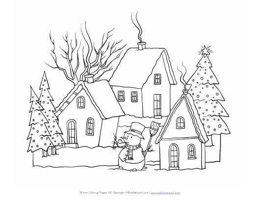 christmas landscape line drawings