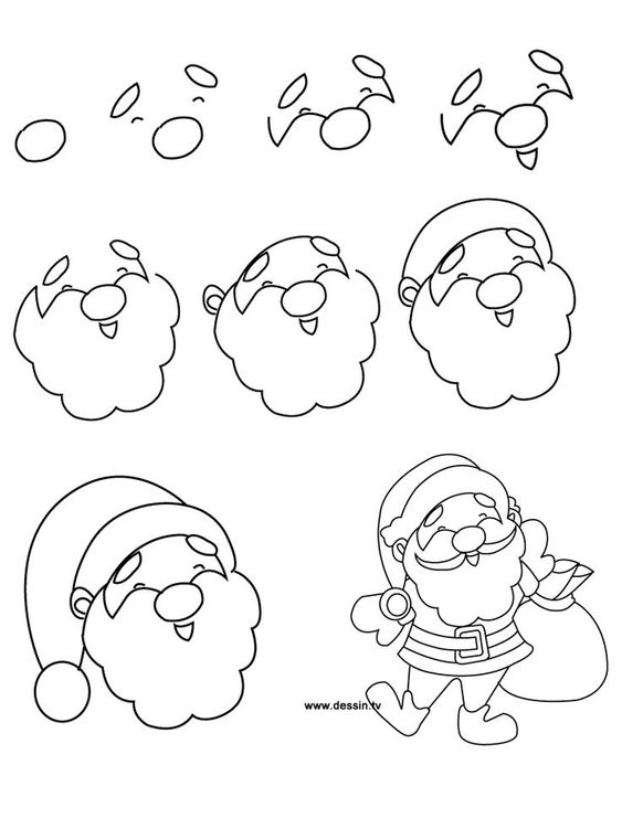 easy santa claus drawing steps