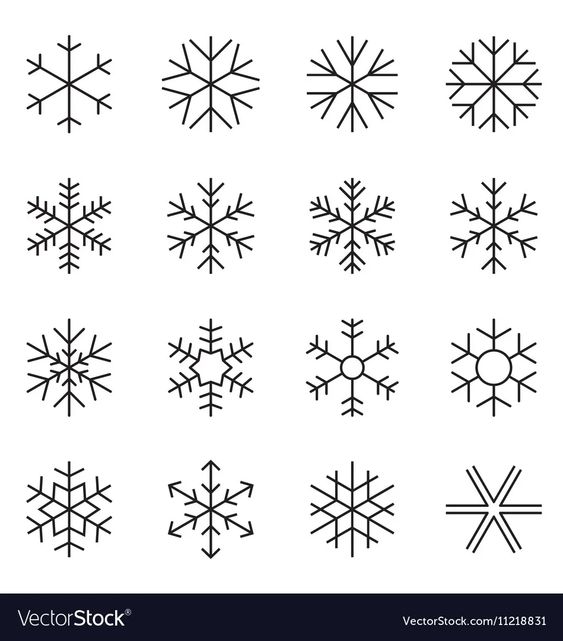thin line simple snowflake icons