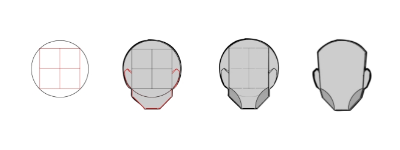 How to draw a human head from the frontal view