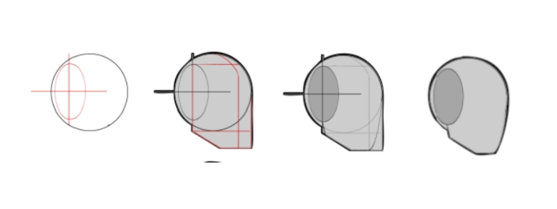 How to draw a human head from a three-quarter view