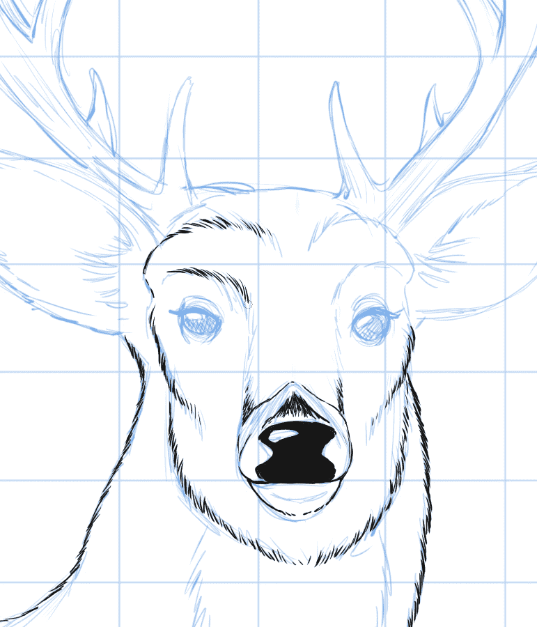 Draw a deer head step 2