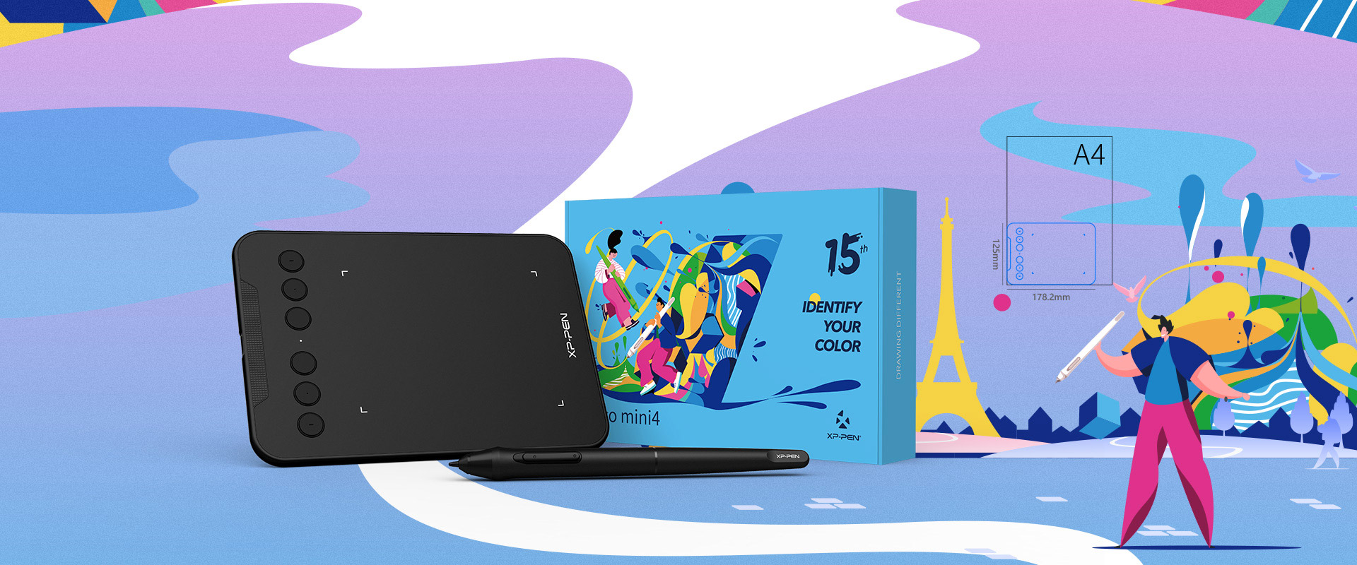 Realize your vision with XP-Pen Deco mini4 portablet drawing tablet Anniversary Edition