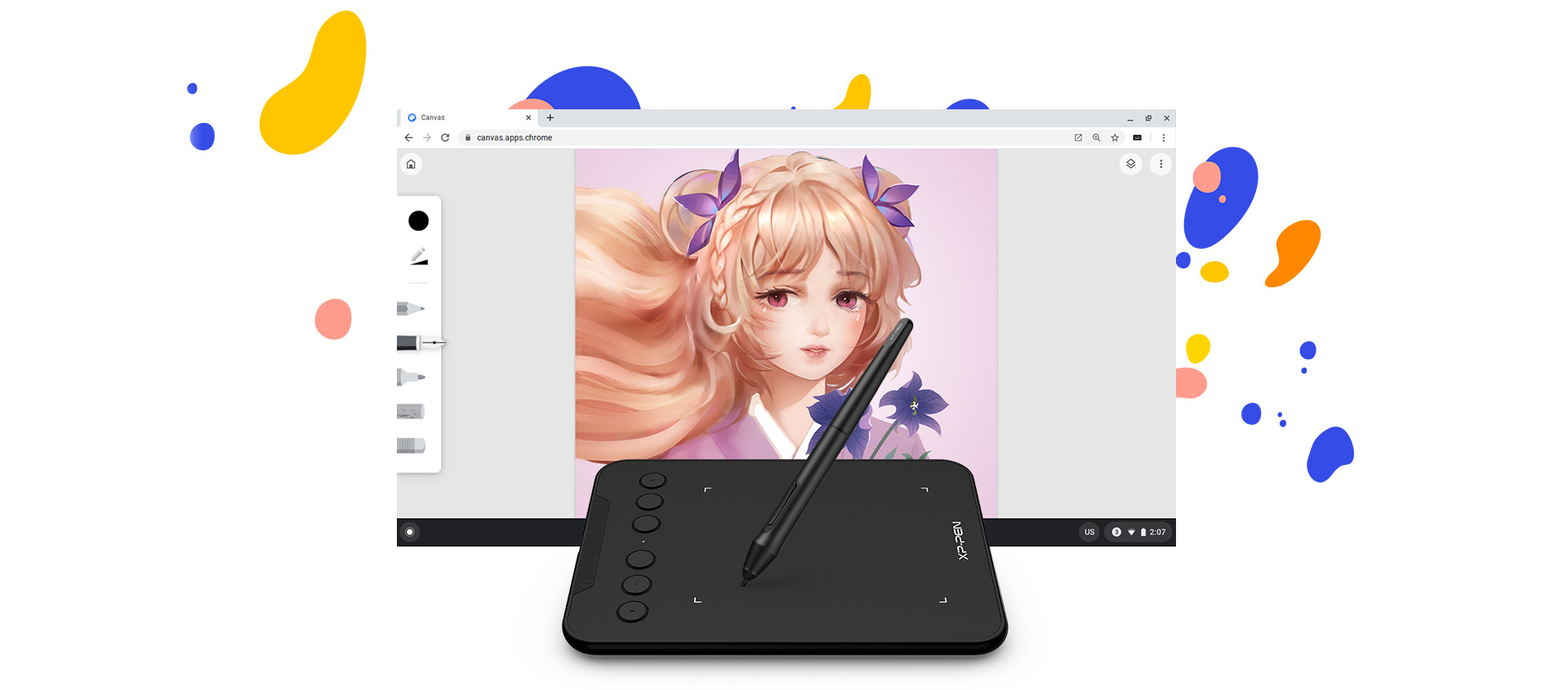 XP-Pen Deco mini4 digital drawing tablet use with Chromebook