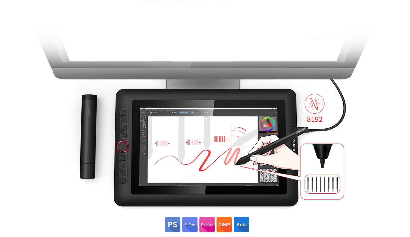  XP-Pen Artist 12 Pro drawing monitor supports up to 60 degrees of tilt function 