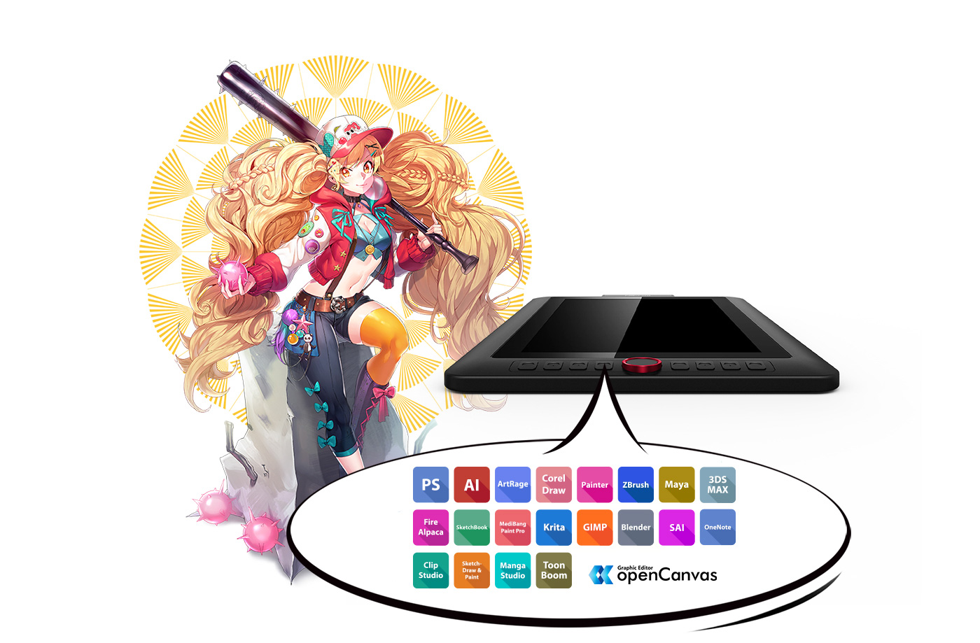 XP-Pen Artist 13.3 Pro Tableta incluye 1 creativa  Red Dial y 8  botones configurables