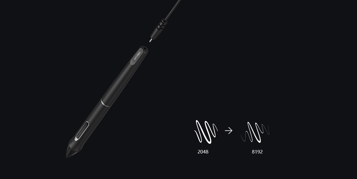 Lápis P02S recarregável fornece 8192 níveis de sensibilidade à pressão