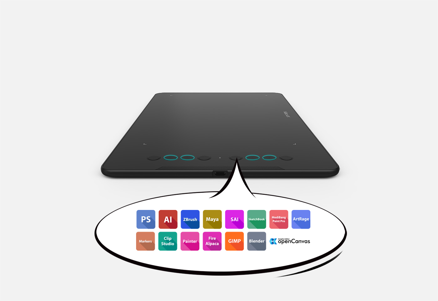 La tableta de arte digital XP-Pen Deco 01 V2 cuenta con ocho teclas rápidas redondas personalizables