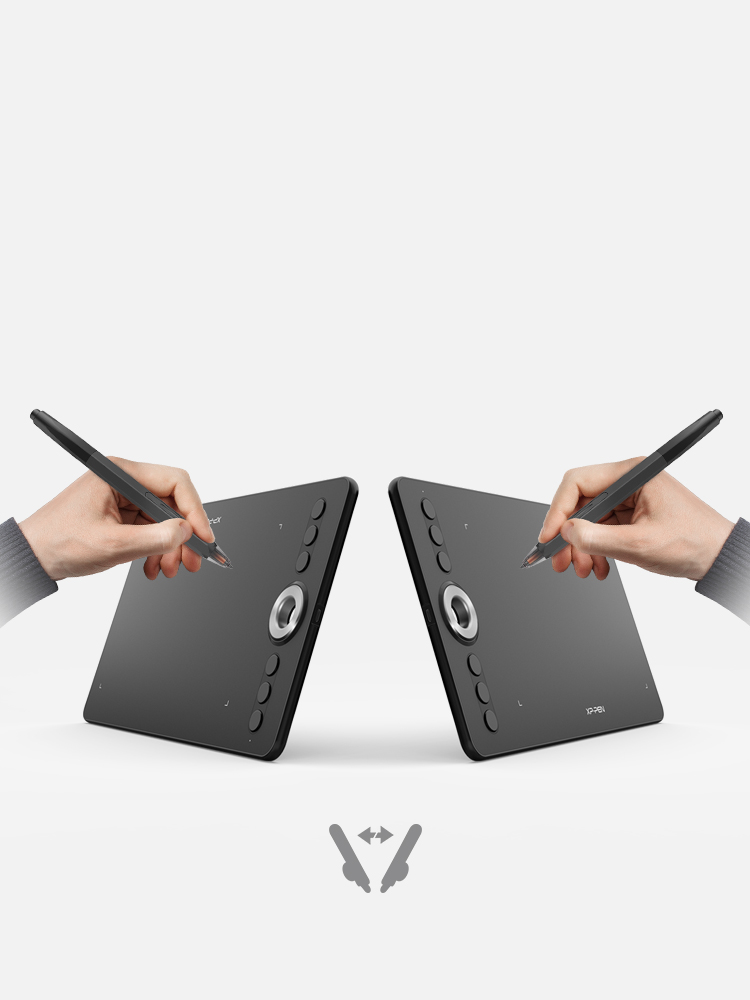  Uso da mão direita e esquerda Com mesa digitalizadora tablet XP-Pen Deco 02 
