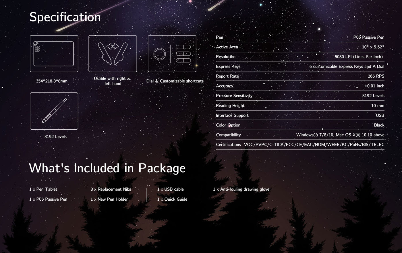  specifications and fitting of xp-pen deco 03 wireless drawing tablet 