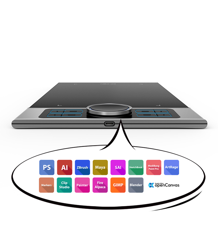 XP-Pen Deco Pro graphic tablet includes  8 fully customizable buttons