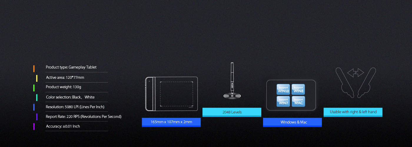 Product Specifications of XP-Pen Star G430 graphics pad
