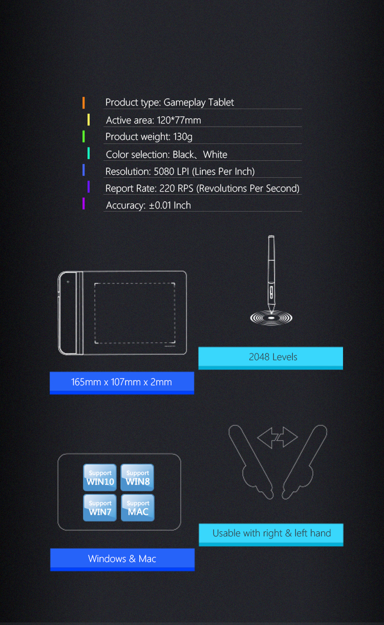  Product Specifications of XP-Pen Star G430 graphics pad 