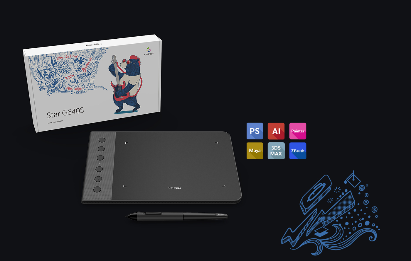  XP-Pen Star G640S drawing tablet without screen Compatible with Windows and Mac OS 