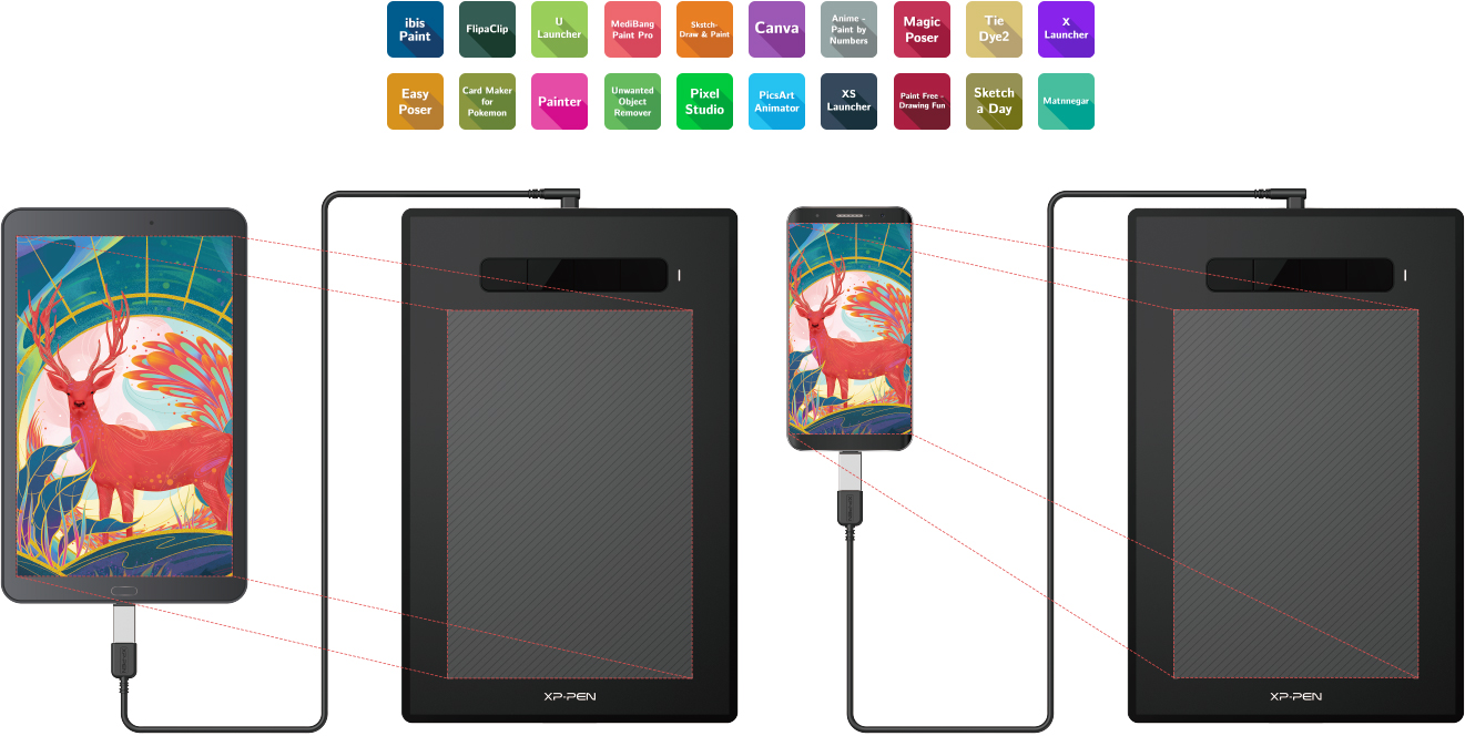 tableta gráfica XP-Pen Star G960S/Star G960S Soporta conexiones con dispositivos Android
