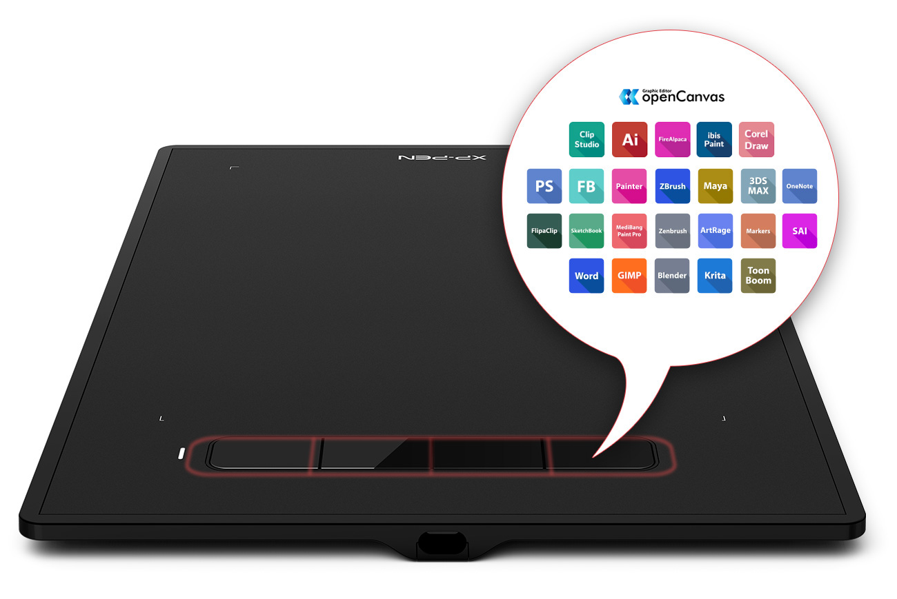 tableta gráfica XP-Pen Star G960S y Star G960S Plus Con 4 teclas de atajo personalizables