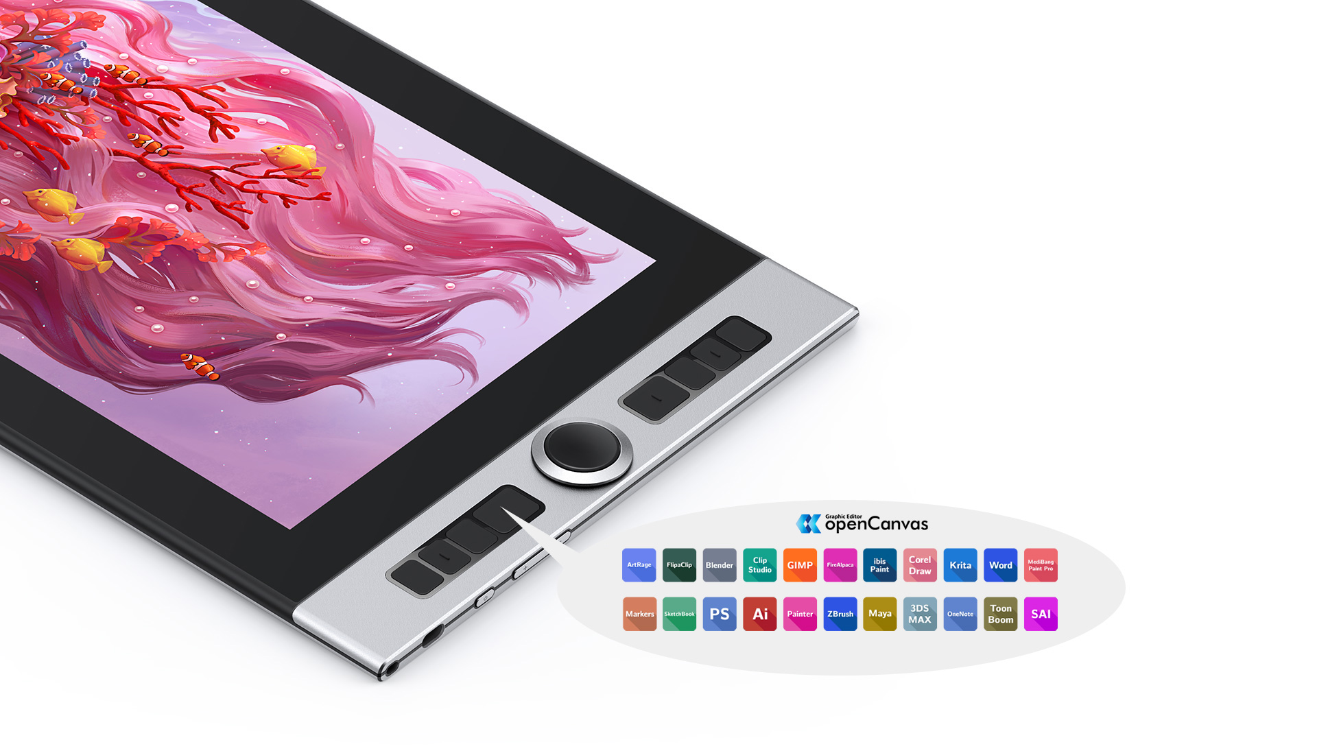 XP-Pen  Innovator 16 display monitor features 8 shortcut keys programmed