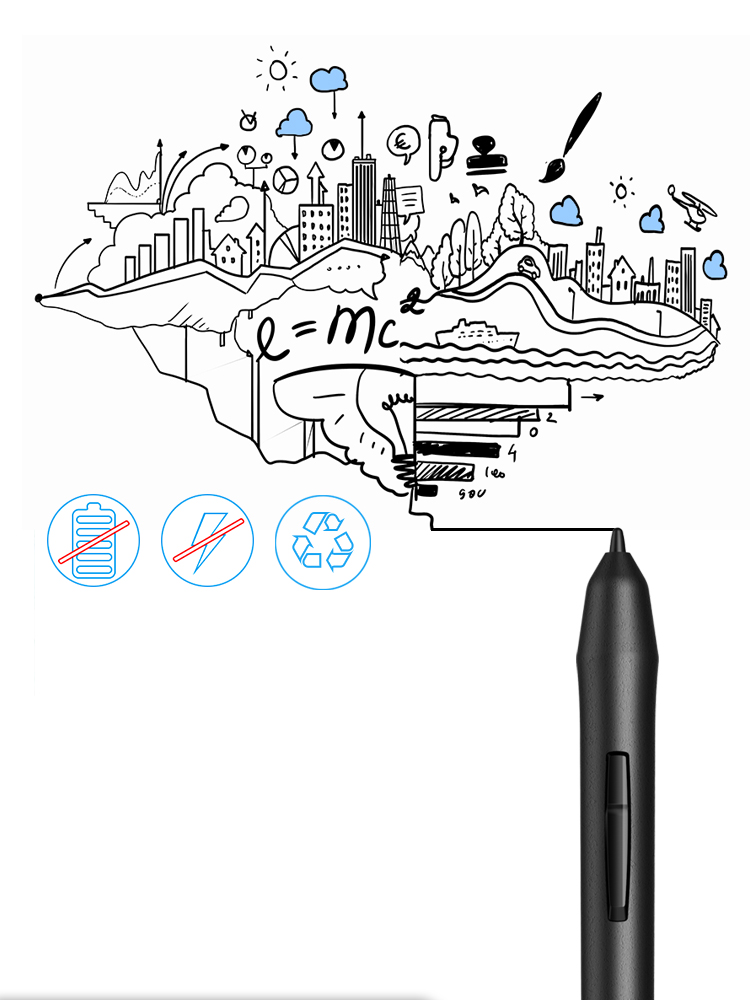 XP-PEN Star03 12" Graphics Drawing Pen Tablet Drawing Tablet Battery-free Stylus 