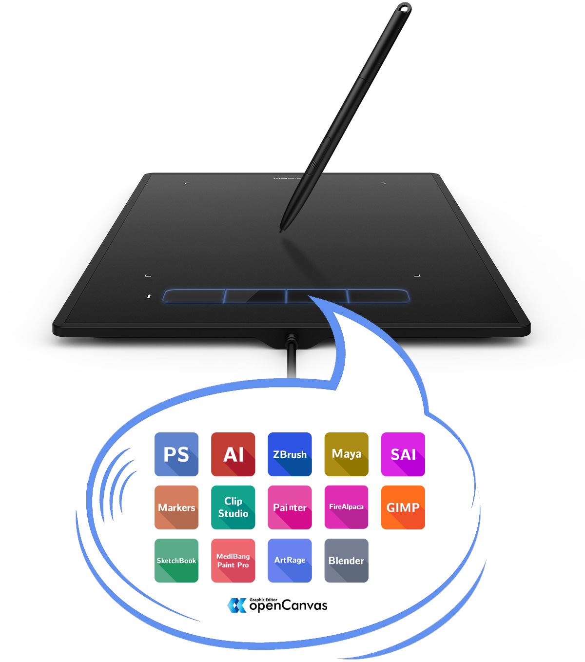 XP-Pen Star G960 best drawing tablet Features four customizable shortcut keys