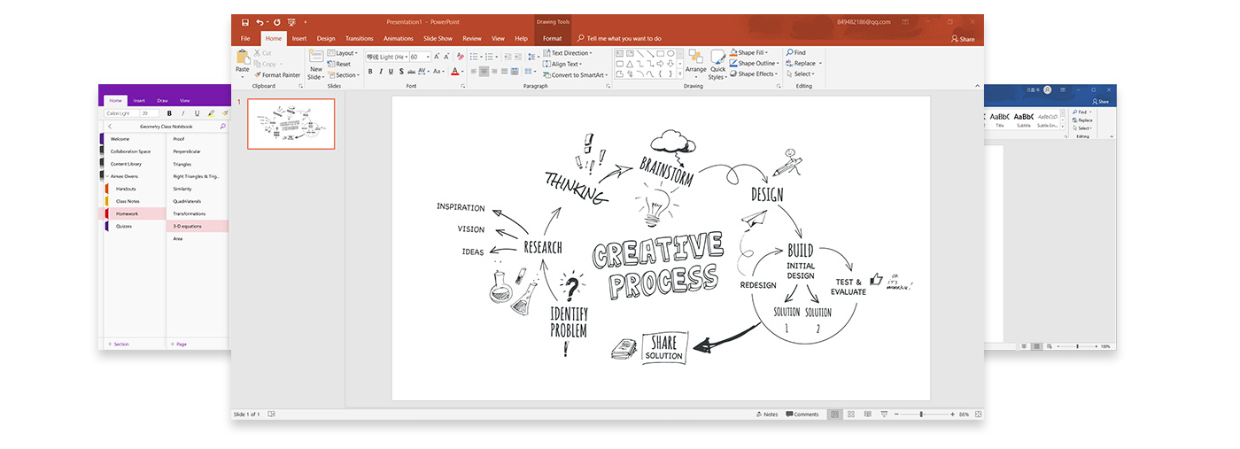 mesa digitalizadora XP-PEN Deco 01 V2 compatível com aplicativos do Microsoft Office, como Word, PowerPoint, OneNote e mais