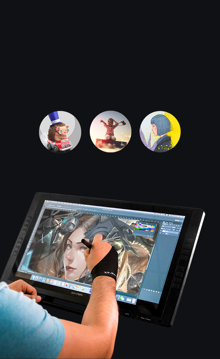  Application of wide variety colors with  Artist 22E Display Drawing Tablet and Stylus Pen 