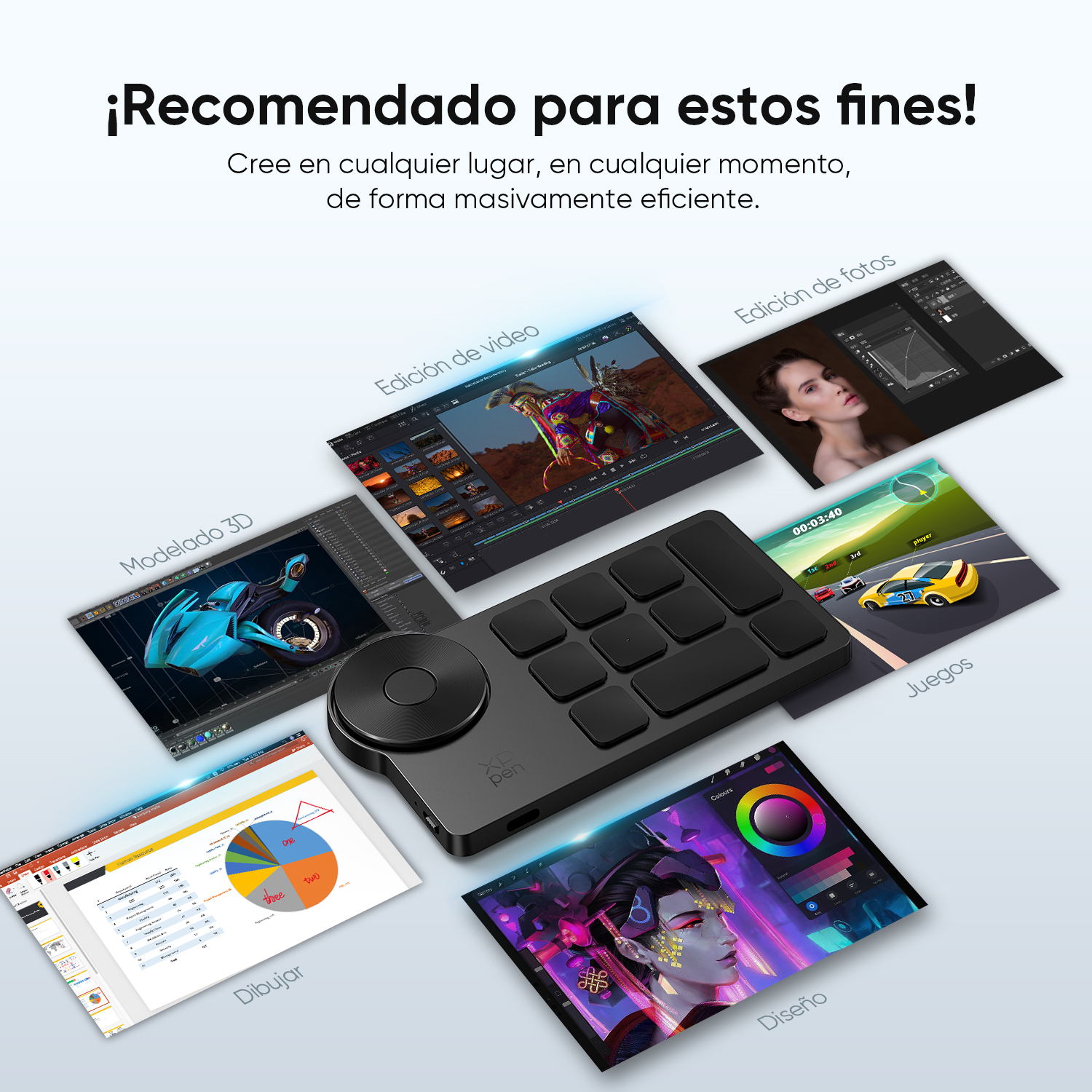 Télécommande Raccourcis XP-PEN ACK05 - Pavé Numérique Sans Fil - 10 Touches Programmables - Pour Graphistes