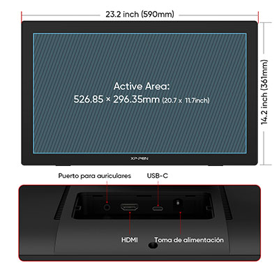 XPPen Artist 24 FHD Tableta Gráfica con Pantalla y Barra Táctil 23.8 Pulgadas