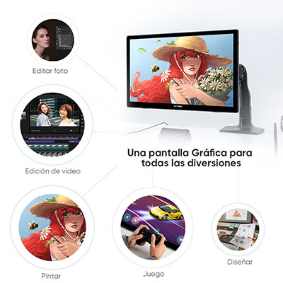 Artist 24 (FHD)  Tableta Gráfica con Pantalla También es ideal para juegos, videos o entretenimiento al proyectar y extender en este espacio expansivo de 23,8 pulgadas.