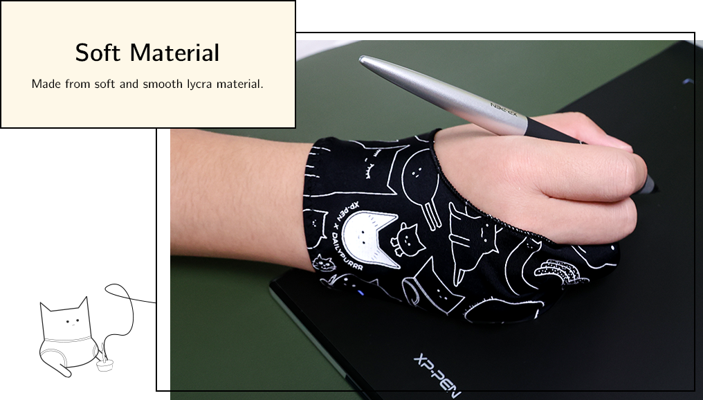 Two Finger Anti-fouling Glove Drawing & Pen Graphic Tablet Pad For Artist  Black - Plugsus Home Furniture