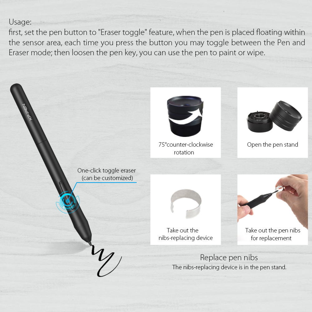 P01 Batteryfree Passive Stylus for Drawing Tablet XPPen US Official